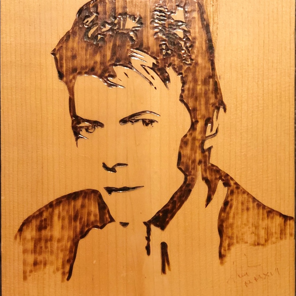 David Bowie Wood Burning Art Pyrography